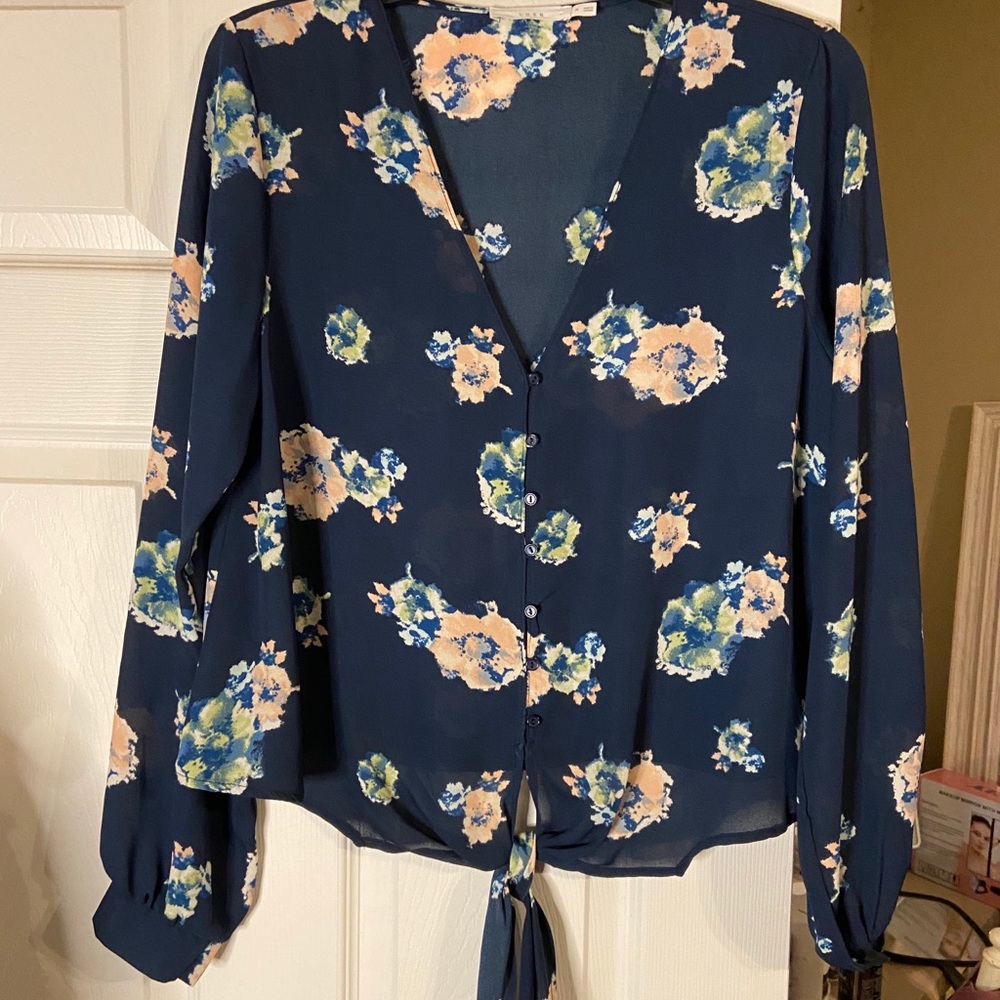 Floral Tie-Front Blouse